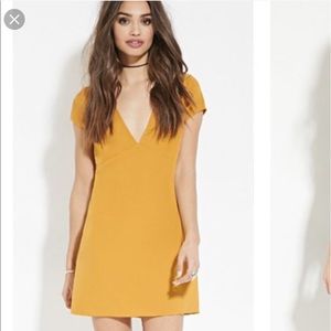 Mustard Dress with V neck | Boho Summer Dress